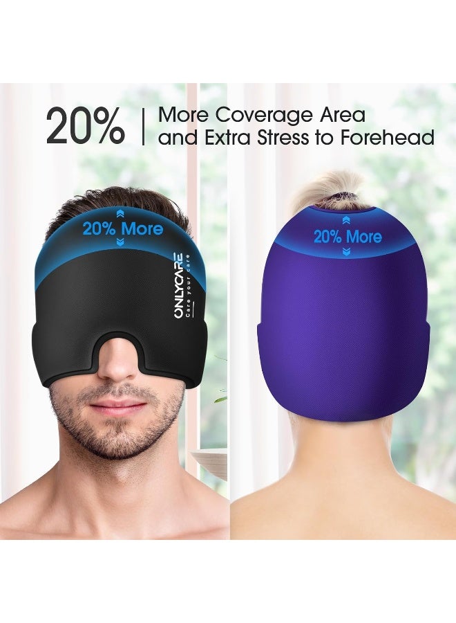 ONLYCARE Migraine Relief Cap, Upgraded Odorless Migraine Ice Head Wrap, Headache Relief Hat for Migraine, Black & Purple - Image 5